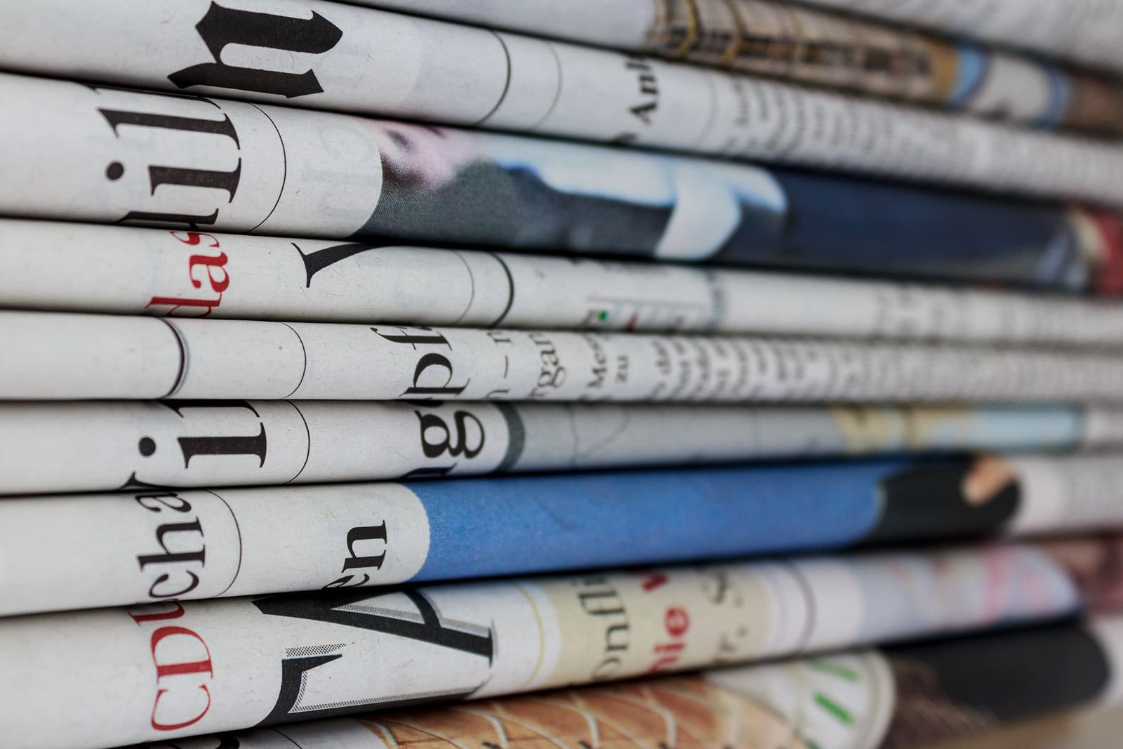 A stack of newspapers.