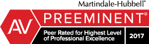 This attorney is rated Preeminent, Peer Rated for Highest Level of Professional Excellence, by Martindale-Hubbell for 2017.