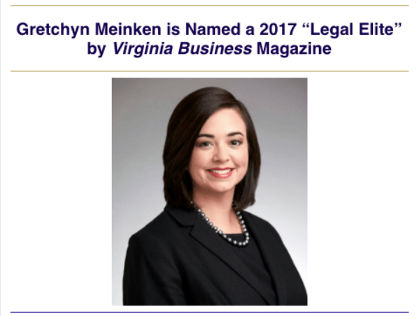 Gretchyn Meinken Named Legal Elite by Virginia Business Magazine